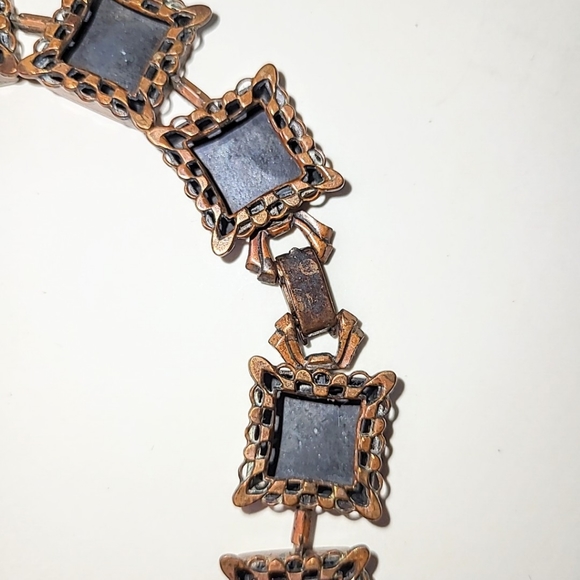 VINTAGE RENOIR "EBONY LACE" COPPER PARURE 3 PC. SET - Picture 8 of 14